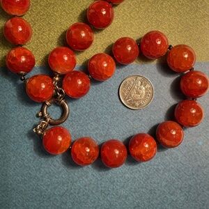 Long beaded dragon vein Agate necklace